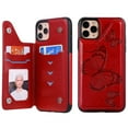 thumbnail image 2 of Dteck Case for iPhone 12 mini 5.4-inch, Magnetic Butterfly Patterned Flip PU Leather Kicksatnd Card Holder Wallet Rubber Shockproof Case Back Phone Cover,Red, 2 of 3