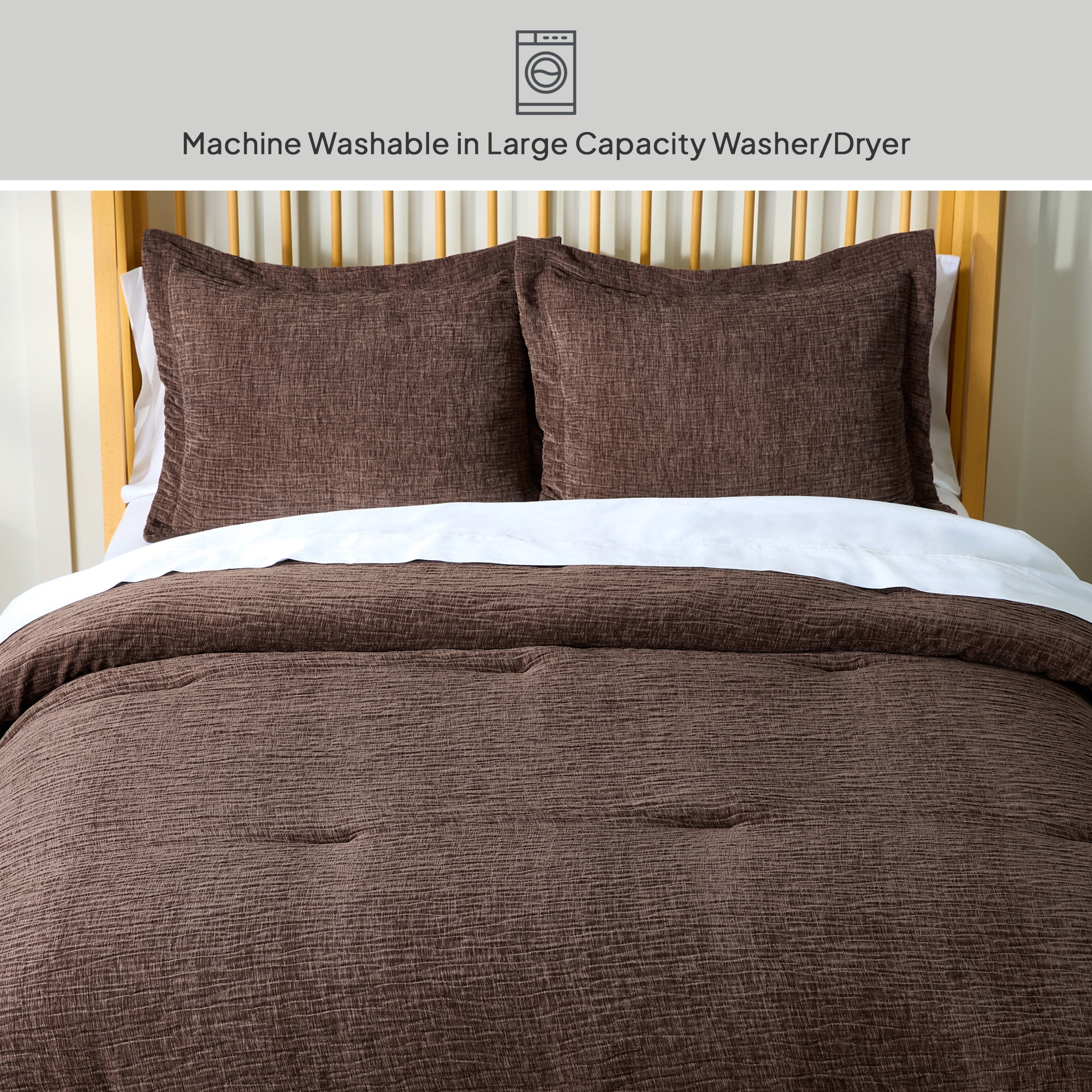 Better Homes & Gardens 3-Piece Brown Basket Rippled Chenille Comforter Set, King