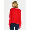 thumbnail image 3 of 99 Jane Street Women's and Women's Plus Valentines Heart Sweater, Midweight, Sizes XS-4X, 3 of 5