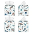 thumbnail image 2 of Fuzoiu Undersea Animals Print Tissue Box Cover Holder, Square Leather Tissue Box,PU Leather Decorative Organizer for Tabletop, Bathroom, Car, Office, 2 of 7