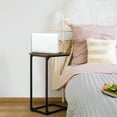 thumbnail image 5 of OLOV Indoor Stainless Steel and Wooden C Shaped End Table, Brown (Set of 2), 5 of 5