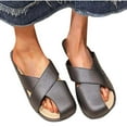 thumbnail image 6 of Xfvqtps Slides for Women Flat Cross Straps Close Toe Soft Sole Non Slip Comfortable Beach Summer PVC Sandals Black, 6 of 7