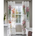 thumbnail image 4 of Pink Spring Floral Sheer Curtains 84 Inch Length 2 Panels Set for Living Room/Bedroom, Wooden Elegant Farmhouse Botanical Kitchen Curtains Grommet Semi-Sheer Curtains Window Treatments 42"x84"x2, 4 of 7