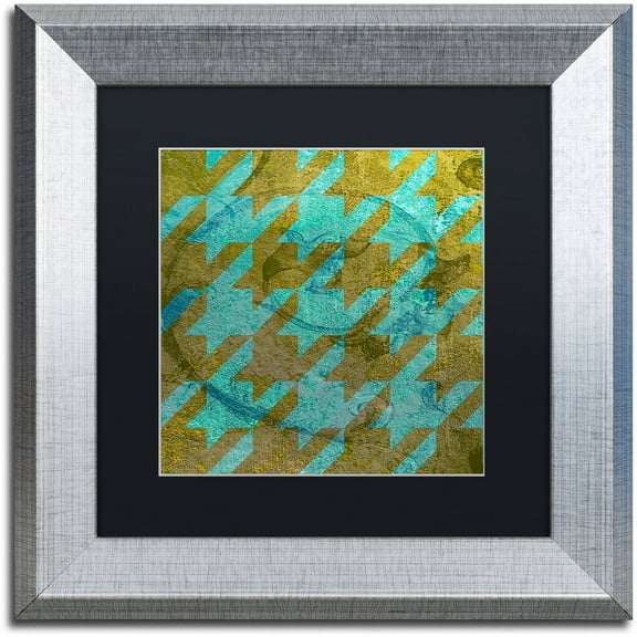 Trademark Fine Art "Houndstooth V" Canvas Art by Color Bakery Black Matte, Silver Frame