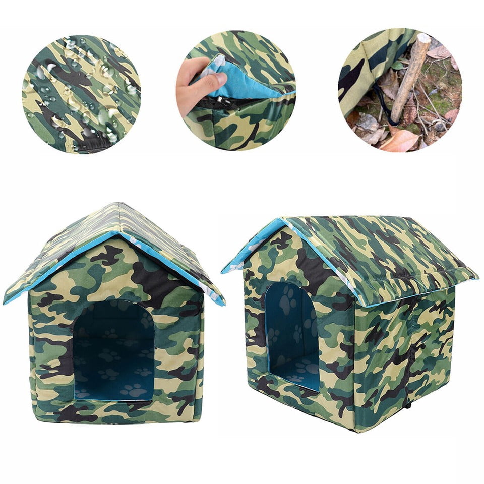 600D Weatherproof Outdoor Cat House, Sponge Insulation for Feral Cats & Small Dogs, M