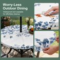 thumbnail image 5 of Round Outdoor Tablecloth with Umbrella Hole and Zipper, Blue Leaves Tablecloth with Elastic Waterproof, Summer Botanical Patio Table Covers for 36" - 44" Picnic Pool Tables, 5 of 9