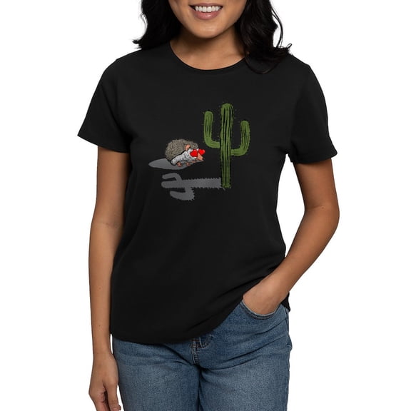 CafePress - Porcupine Loves Cactus Women's Classic T Shirt - Women's Traditional Fit Dark T-Shirt