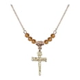 thumbnail image 1 of 18-Inch Hamilton Gold Plated Necklace with 4mm Yellow November Birth Month Stone Beads and Nail Crucifix Charm, 1 of 1