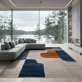 thumbnail image 2 of ODIKA 8'x10' Washable Area Rug Durable, Non-Slip Navy Abstract Absract Brushstroke Contemporary Block Pile for Living Room, Under Sectional, Family, 2 of 7