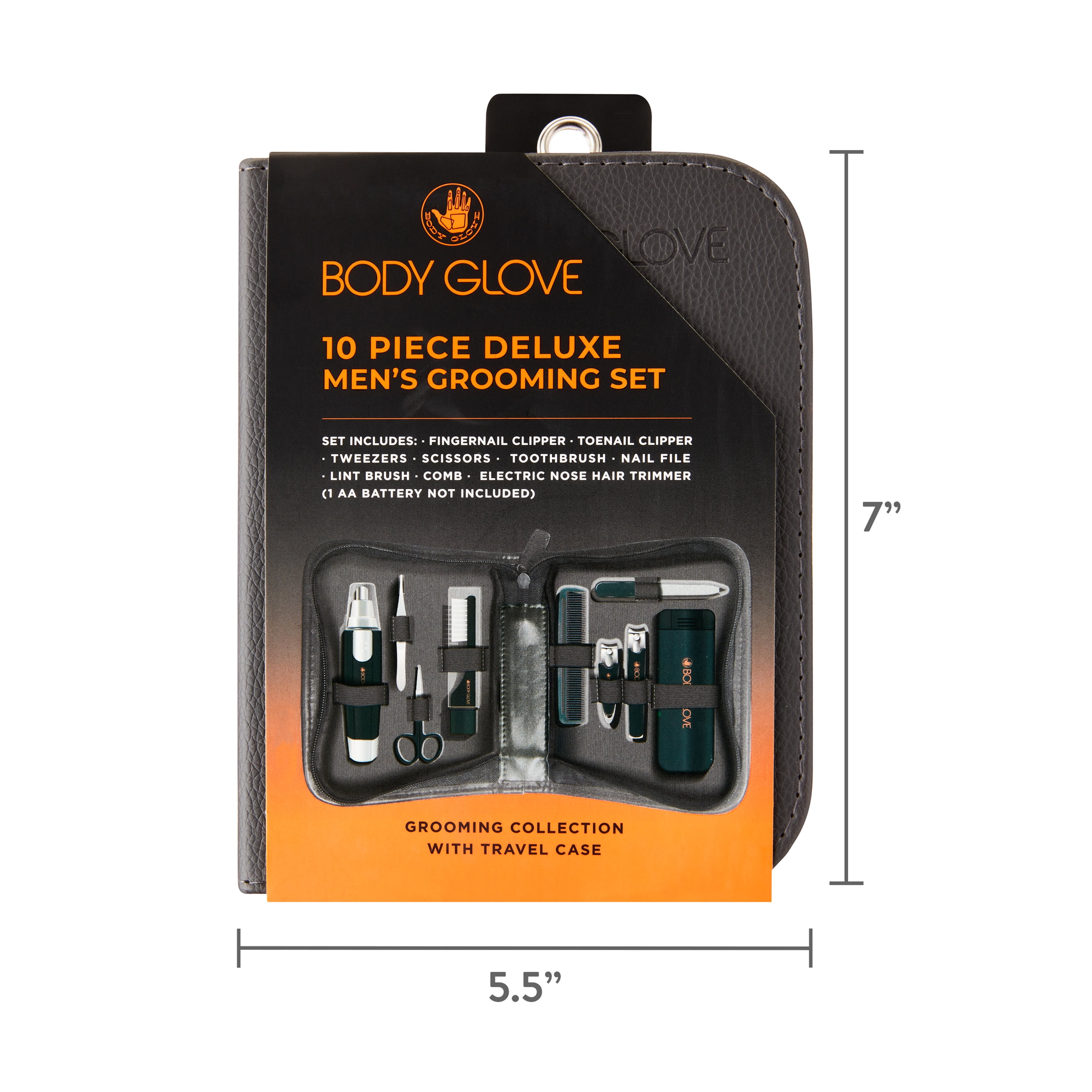 Body Glove Men's Deluxe 7-Piece Grooming Set: Premium Blue Stainless Steel Tools, Adult Use