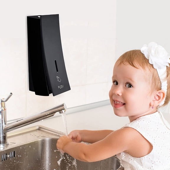 Manual Press Soap Dispenser Wall Mount Shampoo Shower Gel Storage Black Bathroom