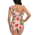 thumbnail image 6 of Yiaed Strawberries Print Women One Piece Swimsuits Tummy Control One Shoulder Bathing Suits Pattern Ruffle Swimwear-Small, 6 of 8