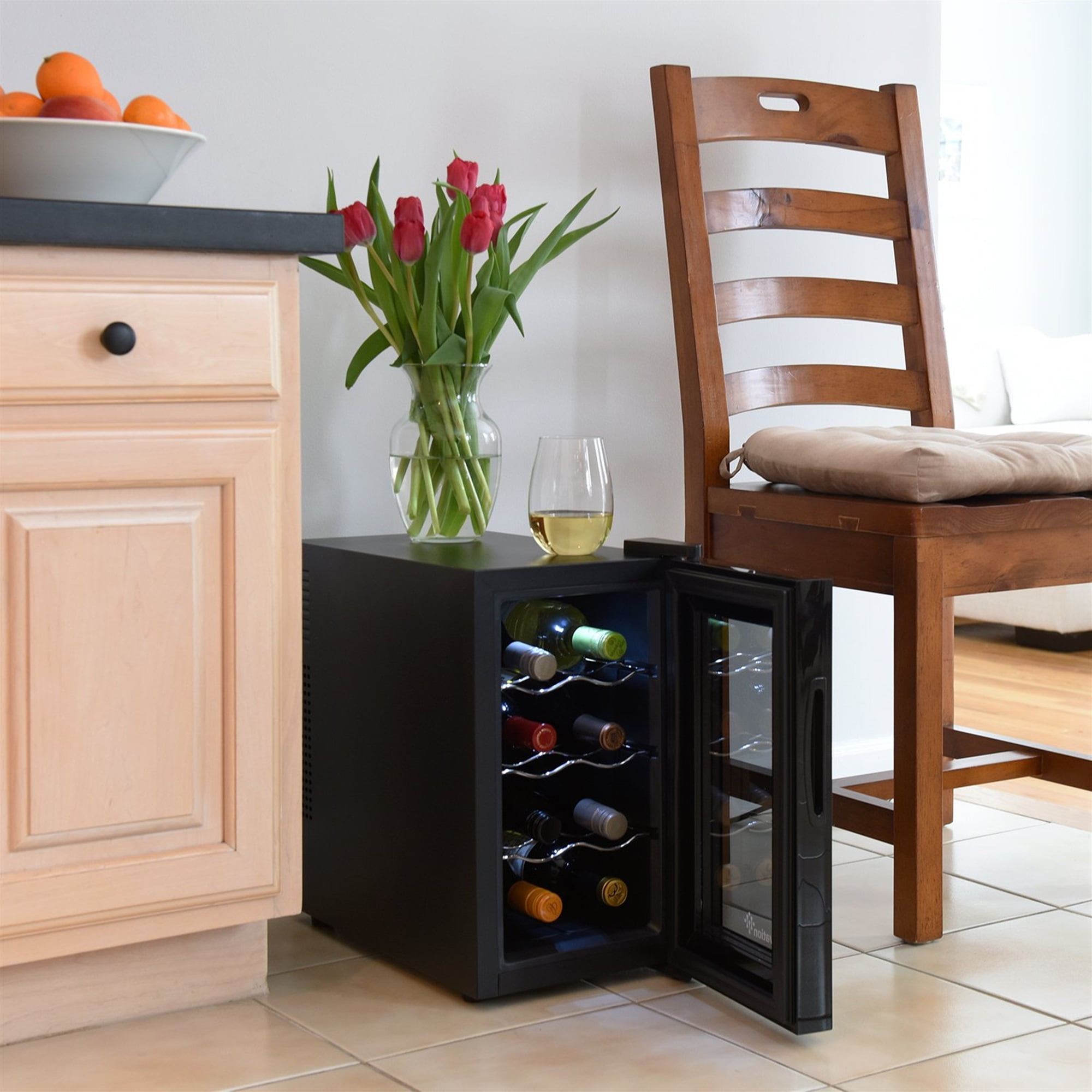 Ivation 8 Bottle Thermoelectric Wine Cooler, Quiet Freestanding Wine Fridge, Black
