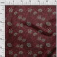 thumbnail image 2 of oneOone Viscose Chiffon Bright Crimson Red Fabric Leaves & Floral Artistic Craft Projects Decor Fabric Printed By The Yard 42 Inch Wide, 2 of 4