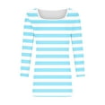 thumbnail image 7 of CYMMPU Women's Square Neck Striped 3/4 Length Sleeve Tunic Tops Vintage Business Work Blouses Swing Shirts Summer Fall Basic Tees 2025 Clothes Light Blue L, 7 of 7