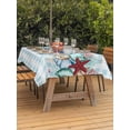 thumbnail image 2 of Outdoor Tablecloth with Umbrella Hole and Zipper, Red Starfish Rectangle Table Cloth 52x70 Inch Waterproof Tablecloth, Summer Conch Coral Beach Blue Plaid Picnic Table Cover for Patio Camping, 2 of 7