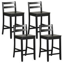 Costway Counter Height Footrest Curved Backrest Bar Stools, Black (Set of 4)