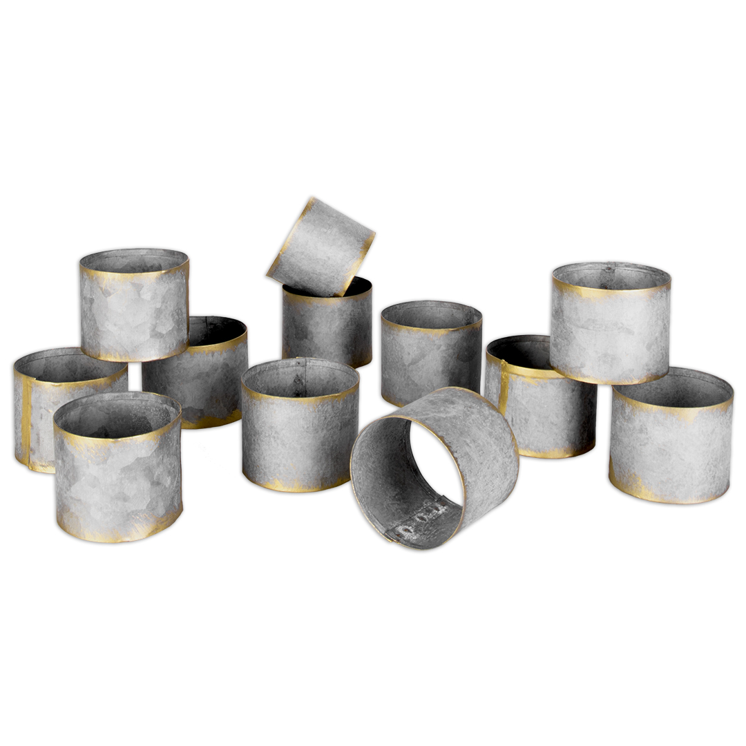 Galvanized metal napkin rings- discover a host of lovely rustic decor in this round up of galvanized metal farmhouse style and vintage chic design splendor! #modernfarmhouse #rusticdecor