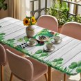 thumbnail image 3 of St. Patrick's Day Table Cloths for 8 Foot Rectangle Tables, Spring Shamrock Hat Daisy Ladybirds Wood Gray Patio Waterproof Elastic Fitted Tablecloths, Washable Rectangular Table Cover for Camping, 3 of 8