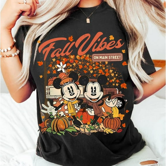 Retro Disney Mickey Minnie Fall Vibes On Main Street Shirt, Fall Pumpkin Disney Thanksgiving Shirt, Disneyland Spice Season Autumn Shirt, S-5XL Shirt