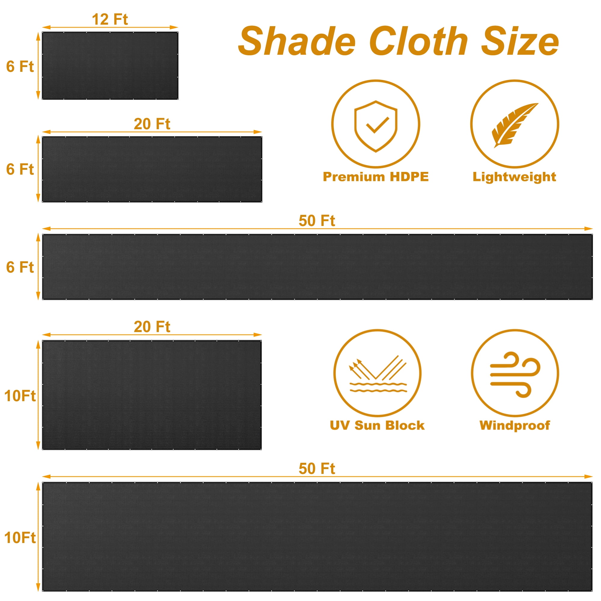 Shade Cloth,Hengu 6x20FT Sun Shade Net with Grommets,70% Shade Sail Canopy for Garden,Greenhouse,Plants and Patio Sunshade
