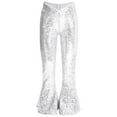 thumbnail image 3 of Alvivi Pantalons Évasés à Paillettes pour Filles Enfants Leggings Rétro Brillants Hip Hop Jazz Danse Argent 12, 3 of 5