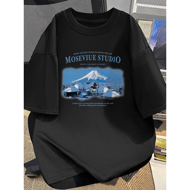 Men'S Cotton Short-Sleeve T-Shirt with "Mosevieux Studio" Print - Casual Commuter Top, Round Neck, Summer Style, Relaxed Fit, Casual Commuter Wear | Relaxed Fit Tee | Cotton Fabric, Casual Sporty Tee