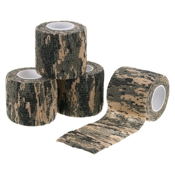 2in x 14.76ft Camo Tape Wrap, 4 Rolls of Self-Adhesive Camouflage Tape for Camera Flashlight, Camouflage