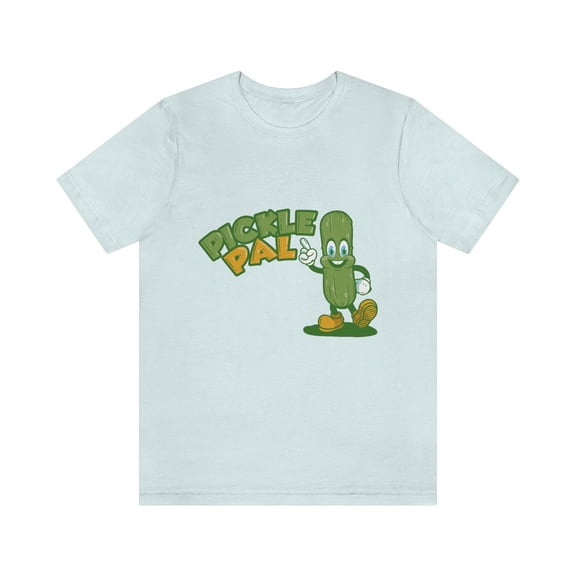 Pickle Pal Logo T-shirt, Funny Vintage Pickle Lover Unisex Short Sleeve Tee, Light Blue, Large