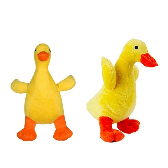LABSERRON 1Set Yellow Plush Duck Shaped Dog Chew Toy Squeaky Sound Pet Playtime 12.6x6.7x2.2in