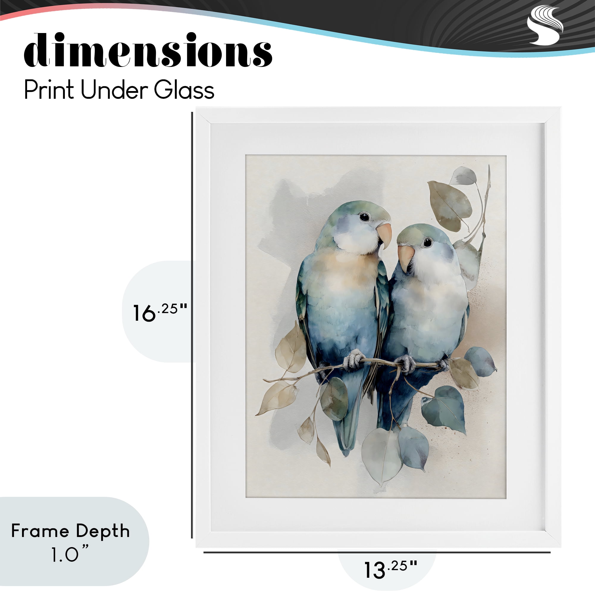 Stupell Industries Blue Bird Lovers White Framed Print Under Glass, design by Franklyn Gregory