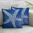 thumbnail image 3 of Shiartex Nautical Coastal Throw Pillow Covers - Ocean Themed - Beach, Coral, Starfish, Seashell - Couch Pillow Covers - Outdoor, Sofa Cushion Cover - Modern Decor for Bed, Living Room - Blue White, 3 of 5