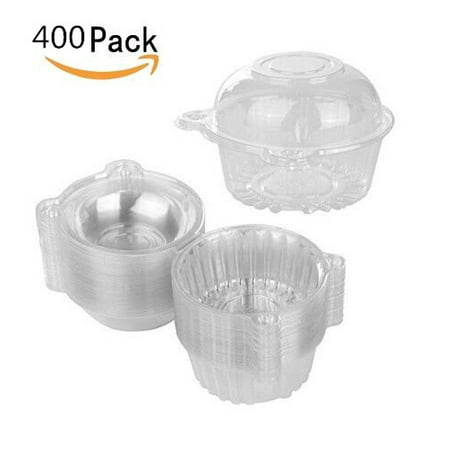 Plastic Cupcake, VGEBY 400pcs Individual Clear Plastic Cupcake Muffin Dome Holders Single Clamshell Container Carrier Cases Boxes Cups Pods with Resealable Lids - Keep your Cupcakes or