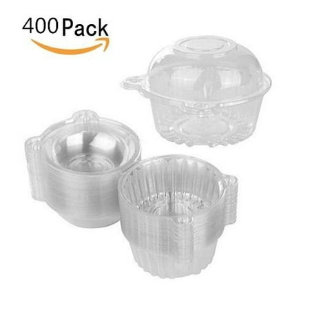 Plastic Cupcake, VGEBY 400pcs Individual Clear Plastic Cupcake Muffin Dome Holders Single Clamshell Container Carrier Cases Boxes Cups Pods with Resealable Lids - Keep your Cupcakes or (Best Container To Keep Weed Fresh)