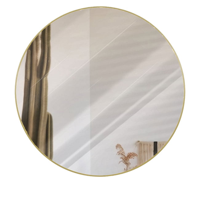 ESPEJO REDONDO CON MARCO DE ALUMINIO COLOR DORADO MATE 80CM, MARCA GRAVITA