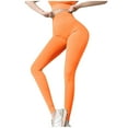 thumbnail image 2 of Yoga Pants with Pockets for Women Seamless Workout Leggings 28" - Women High Waisted Soft Stretchy Gym Athletic Yoga Pants Orange M, 2 of 6