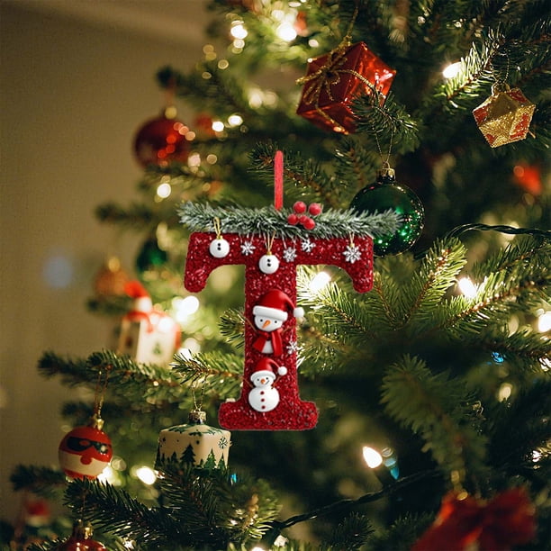 Uuiauoio 26-Piece Alphabet Christmas Ornaments Set with Holiday Designs, Acrylic Letter Tree Pendants for Decor, Festive Xmas Hanging Decorations for Home and Office Displays