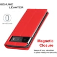 thumbnail image 6 of Fit for Google Pixel 6 Genuine Leather Wallet Case with RFID Blocking Card Holder,Headset Winder,Flip Folio Magnetic Closure,Kickstand,Wrist Strap Cover Case for Google Pixel 6,6.4",Red, 6 of 7