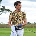 thumbnail image 3 of Honeii Mushrooms Honeycomb print Polo Shirt, a classic short-sleeved, button-down golf shirt designed for menMedium, 3 of 6