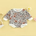 thumbnail image 2 of Nouveau-né Manches Longues Romper Fleur Imprimé Cou Patchwork Playsuit Casual Simple Style Short Combinaison, 2 of 7