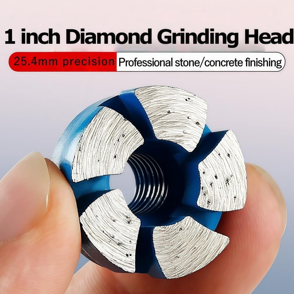 1 Inch Durable Mini Flat Grinding Head, 2025 Upguaded Diamond Flat Grinding Head for Angle Grinder Tool, Mini Diamond Grindings Heads for Stone Concrete Cement (2 Grinder+14cm)