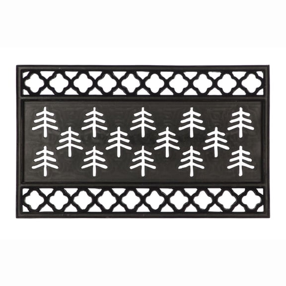 Evergreen Quatrefoil Kensington Floor Mat Indoor Outdoor Rubber Tray 18"x30" Fits Kensington Coir Inserts 9"x28" Black