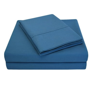 Superior Tierney Cotton Percale Deep Pocket Sheet Set, Split King, Navy Blue