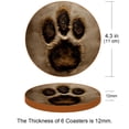 thumbnail image 3 of Paw Print Set of 6 Microfiber Leather Round Coasters, 11x11 cm/4.3x4.3 in, Drink Coasters for Home and Bar, Table Coasters, 3 of 6