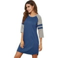 thumbnail image 2 of Women's Nightgown Round Neck Sleepdress 3/4 Sleeve Sleepshirt Loose Comfy Pajamas (Blue XL), 2 of 7