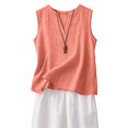 thumbnail image 2 of Tank Top for Women Loose Fit Sleeveless V Neck Camisole Tops Dressy Casual Eyelet Summer Flowy Cami Shirts Blouse Orange L, 2 of 6