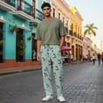 thumbnail image 4 of Men's pajama pants featuring a charming chihuahua dog print， soft home pajama pants， casual and comfortable loose fit pajama pants， elastic waistband, 4 of 10