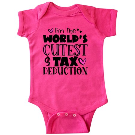

Inktastic I m the Worlds Cutest Tax Deduction Pink Hearts Gift Baby Boy or Baby Girl Bodysuit
