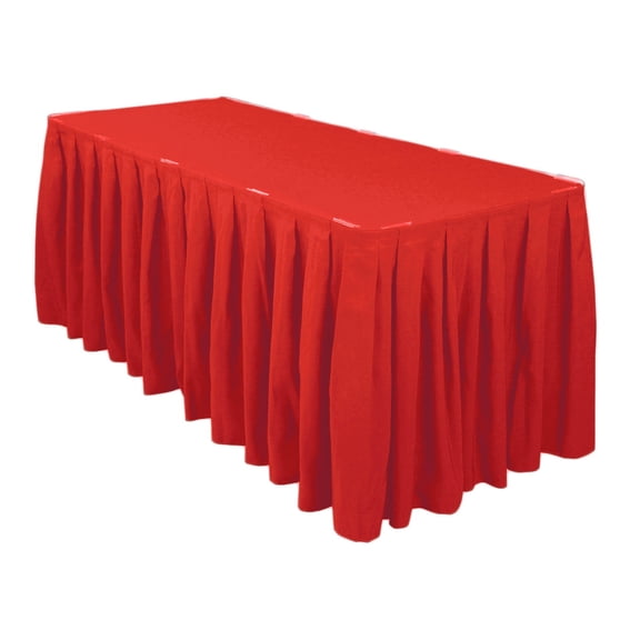 17 ft. accordion pleat polyester table skirt red