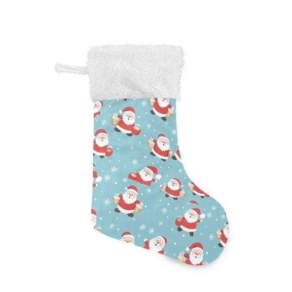 Haosy Christmas Stockings for Christmas Tree Fireplace Family Holiday Party 18 inch Santa Claus and Snow